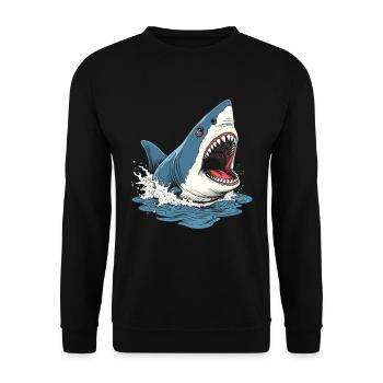 Ferocious Shark Splashing Out of Water - Unisex Sweatshirt - black - Front - Alina (178cm) & Michal (187cm)