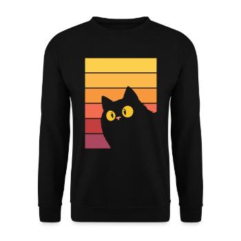 Peekaboo Cat at Sunset | Retro Design | Minimalist - Unisex Sweatshirt - black - Front - Alina (178cm) & Michal (187cm)