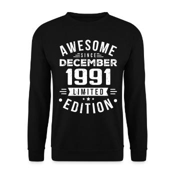 Cadeau d’anniversaire né en décembre 1991 - Sweat-shirt Unisexe - noir - Devant - Alina (178cm) & Michal (187cm)