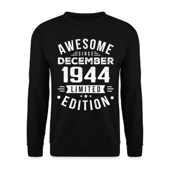 Cadeau d’anniversaire né en décembre 1944 - Sweat-shirt Unisexe - noir - Devant - Alina (178cm) & Michal (187cm)