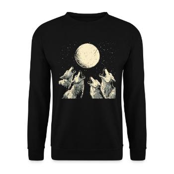 Howling Wolves Vintage Wolf Moon - Unisex Sweatshirt - black - Front - Alina (178cm) & Michal (187cm)