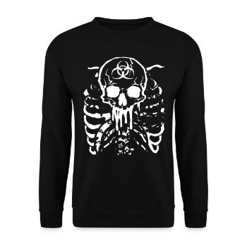 Menschlicher Brustkorb und giftiger Schädel WEISS - Unisex Pullover - Schwarz - Vorne - Alina (178cm) & Michal (187cm)