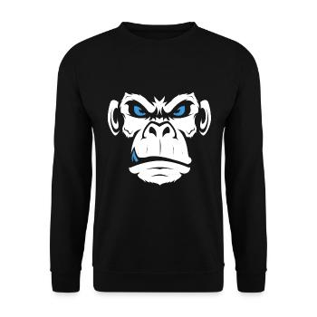 Monkey Affe Affentanz Böse Gesicht Face - Unisex Pullover - Schwarz - Vorne - Alina (178cm) & Michal (187cm)