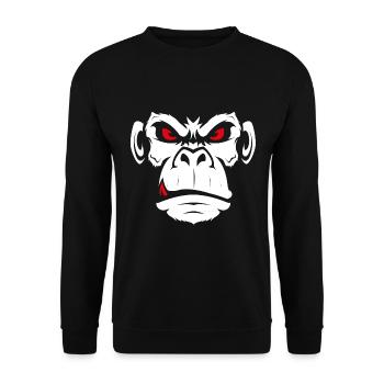 Monkey Affe Affentanz Böse Gesicht Face - Unisex Pullover - Schwarz - Vorne - Alina (178cm) & Michal (187cm)