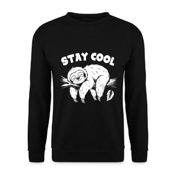 Lustiges Faultier bleib cool das ist wichtig - Unisex Pullover - Schwarz - Vorne - Alina (178cm) & Michal (187cm)