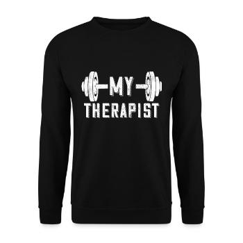 My Therapist GYM Bodybuilding Fitness Weights - Unisex Sweatshirt - black - Front - Alina (178cm) & Michal (187cm)
