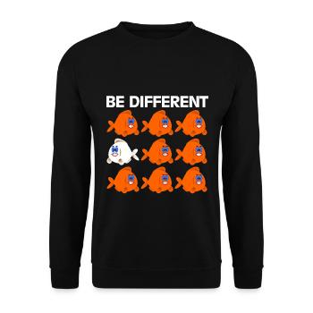 Be Different Funny Sayings Fish Cartoon Comics - Unisex Sweatshirt - black - Front - Alina (178cm) & Michal (187cm)