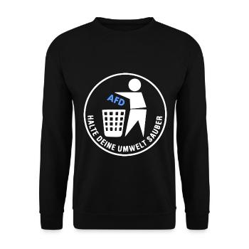 Fck afd - halte deine umwelt sauber - Unisex Pullover - Schwarz - Vorne - Alina (178cm) & Michal (187cm)
