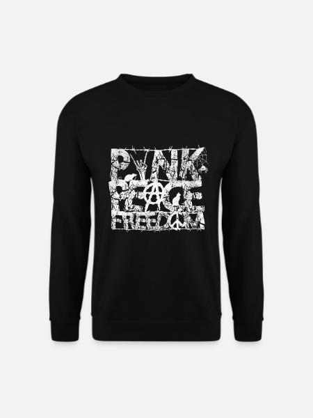 Punk Frieden Freiheit Distressed Grafik Typografie - Unisex Pullover - Schwarz