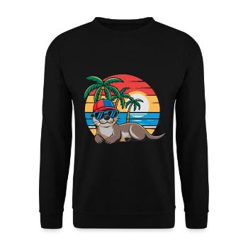 Loutre avec lunettes de soleil et casquette de baseball sur la plage - Sweat-shirt Unisexe - noir - Devant - Alina (178cm) & Michal (187cm)