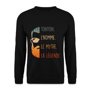 Mon Oncle Mon Tonton Personnage De Légende - Sweat-shirt Unisexe - noir - Devant - Alina (178cm) & Michal (187cm)