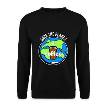 sauver la planète et le café - Sweat-shirt Unisexe - noir - Devant - Alina (178cm) & Michal (187cm)