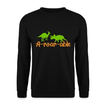 Dinosaure A-roar-able Drôle de dicton - Sweat-shirt Unisexe - noir - Devant - Alina (178cm) & Michal (187cm)
