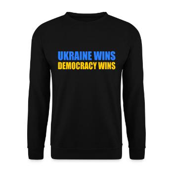 Ukraine wins democracy wins - Unisex Sweatshirt - black - Front - Alina (178cm) & Michal (187cm)