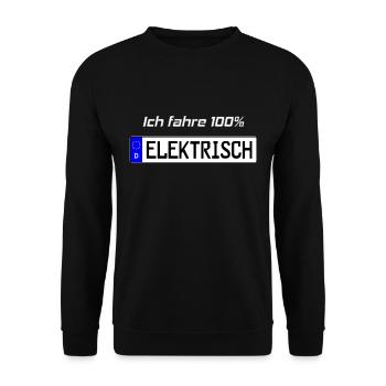 100 Prozent Elektrisch Kennzeichen - Unisex Pullover - Schwarz - Vorne - Alina (178cm) & Michal (187cm)