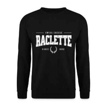 Raclette . Swiss Cheese - Unisex Pullover - Schwarz - Vorne - Alina (178cm) & Michal (187cm)