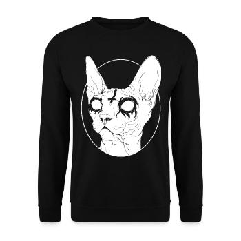 Black Metal Sphynx Cat I Goth and Death Metal T-Sh - Unisex Sweatshirt - black - Front - Alina (178cm) & Michal (187cm)