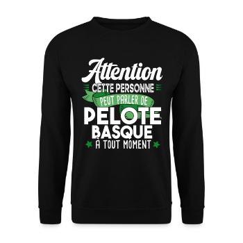 Pelote Basque Balle Sport Humour Athlète Joueur - Sweat-shirt Unisexe - noir - Devant - Alina (178cm) & Michal (187cm)
