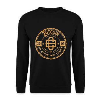 Bitcoin - Dans code, nous faisons confiance - Sweat-shirt Unisexe - noir - Devant - Alina (178cm) & Michal (187cm)