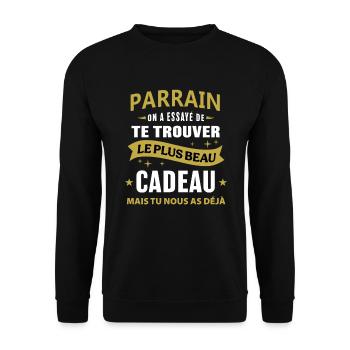 Parrain le plus beau cadeau c'est nous humour - Sweat-shirt Unisexe - noir - Devant - Alina (178cm) & Michal (187cm)