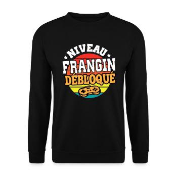 Niveau frangin débloqué cadeau frère humour - Sweat-shirt Unisexe - noir - Devant - Alina (178cm) & Michal (187cm)