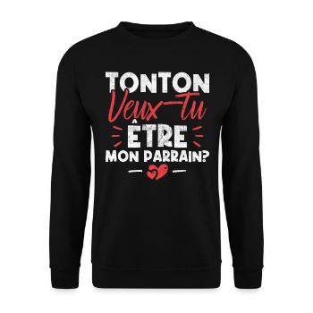Tonton Veux tu être Mon Parrain? - Sweat-shirt Unisexe - noir - Devant - Alina (178cm) & Michal (187cm)