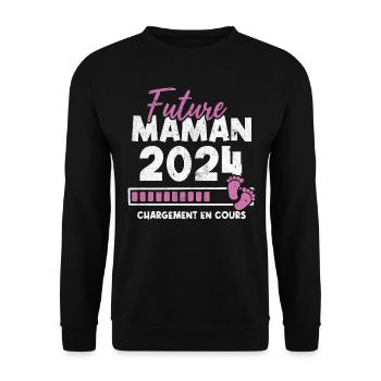 Future maman 2024 chargement en cours - Sweat-shirt Unisexe - noir - Devant - Alina (178cm) & Michal (187cm)