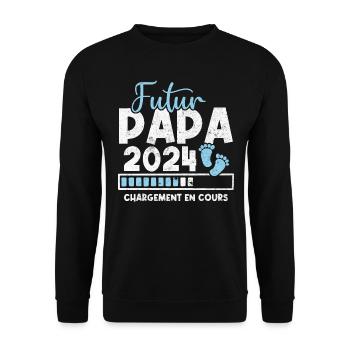 Futur papa 2024 chargement en cours - Sweat-shirt Unisexe - noir - Devant - Alina (178cm) & Michal (187cm)
