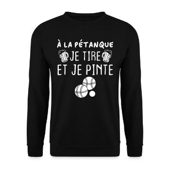 A la pétanque je tire et je pinte - Sweat-shirt Unisexe - noir - Devant - Alina (178cm) & Michal (187cm)