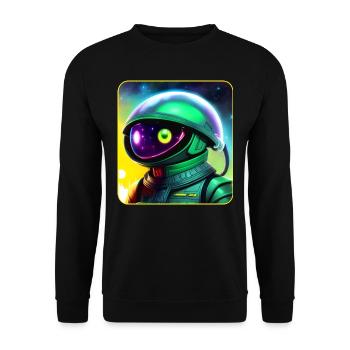 Space Astronaut Alien - Unisex Sweatshirt - black - Front - Alina (178cm) & Michal (187cm)