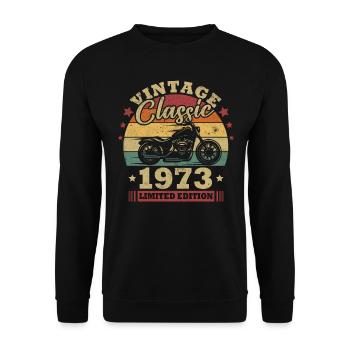 Vintage Classic Birthday Gift Born in 1973 - Unisex Sweatshirt - black - Front - Alina (178cm) & Michal (187cm)