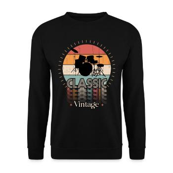 Vintage-Klassiker DRUMS - Unisex Pullover - Schwarz - Vorne - Alina (178cm) & Michal (187cm)