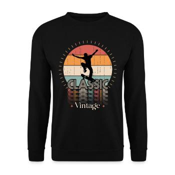 Vintage classic SKATE - Unisex Sweatshirt - black - Front - Alina (178cm) & Michal (187cm)
