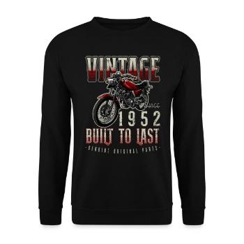 Vintage Motorcycle Bikers Motorbike Birthday 1952 - Unisex Sweatshirt - black - Front - Alina (178cm) & Michal (187cm)