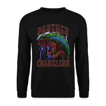 Panther Chamäleon Modern Streetwear Reptilienpfleger - Unisex Pullover - Schwarz - Vorne - Alina (178cm) & Michal (187cm)