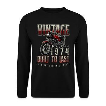 Vintage Motorcycle Bikers Motorbike Birthday 1974 - Unisex Sweatshirt - black - Front - Alina (178cm) & Michal (187cm)