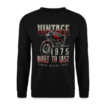 Moto Vintage Motards Motard Anniversaire 1975 - Sweat-shirt Unisexe - noir - Devant - Alina (178cm) & Michal (187cm)