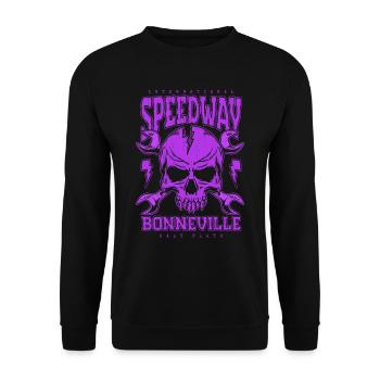 Bonneville Salt Flats Voiture de course rétro vintage - Sweat-shirt Unisexe - noir - Devant - Alina (178cm) & Michal (187cm)