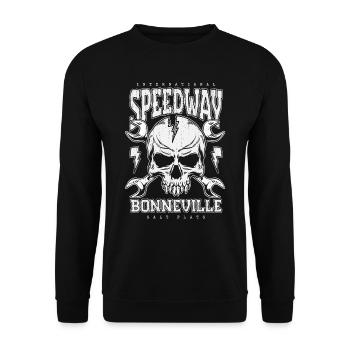 Bonneville Salt Flats Voiture de course rétro vintage - Sweat-shirt Unisexe - noir - Devant - Alina (178cm) & Michal (187cm)