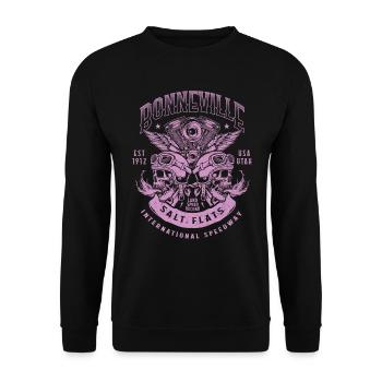 Bonneville Salt Flats Motorradrennen Vintage - Unisex Pullover - Schwarz - Vorne - Alina (178cm) & Michal (187cm)