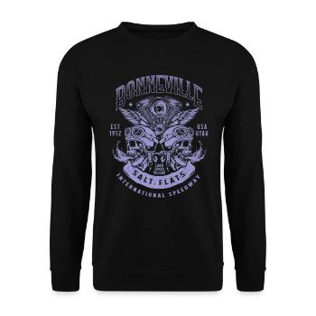 Bonneville Salt Flats Motorradrennen Vintage - Unisex Pullover - Schwarz - Vorne - Alina (178cm) & Michal (187cm)