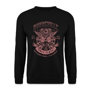 Bonneville Salt Flats Motorcycle Racing Vintage - Unisex Sweatshirt - black - Front - Alina (178cm) & Michal (187cm)