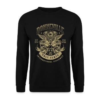 Bonneville Salt Flats Motorcycle Racing Vintage - Unisex Sweatshirt - black - Front - Alina (178cm) & Michal (187cm)