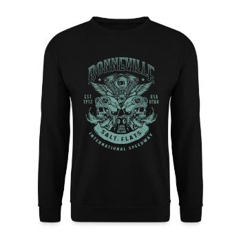 Bonneville Salt Flats Motorradrennen Vintage - Unisex Pullover - Schwarz - Vorne - Alina (178cm) & Michal (187cm)