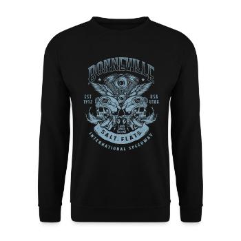 Bonneville Salt Flats Motorradrennen Vintage - Unisex Pullover - Schwarz - Vorne - Alina (178cm) & Michal (187cm)
