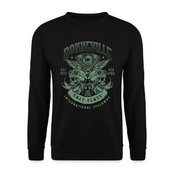 Bonneville Salt Flats Motorradrennen Vintage - Unisex Pullover - Schwarz - Vorne - Alina (178cm) & Michal (187cm)