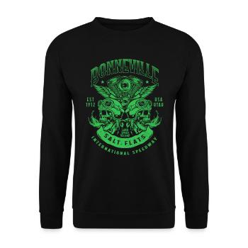 Bonneville Salt Flats Motorcycle Racing Vintage - Unisex Sweatshirt - black - Front - Alina (178cm) & Michal (187cm)