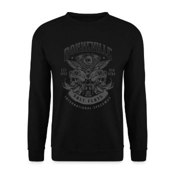 Bonneville Salt Flats Motorradrennen Vintage - Unisex Pullover - Schwarz - Vorne - Alina (178cm) & Michal (187cm)