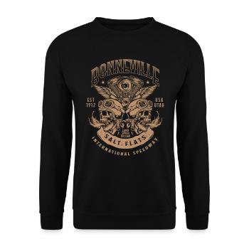 Bonneville Salt Flats Course de moto Vintage - Sweat-shirt Unisexe - noir - Devant - Alina (178cm) & Michal (187cm)