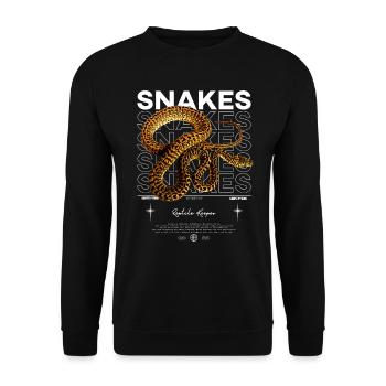 Teppich Python Modern Streetwear Reptilienpfleger - Unisex Pullover - Schwarz - Vorne - Alina (178cm) & Michal (187cm)